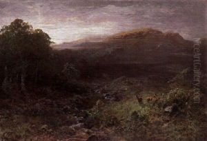 Hochebene Mit Rehen Bei Morgendammerung by Eduard Schleich the Younger