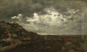 Weite Herbstliche Dunenlandschaft, Auf Dem Weg Ein Karren