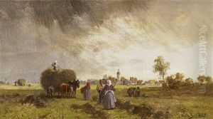 Farmers At Hay Making by Robert Schleich