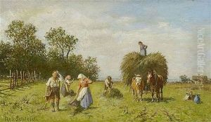 Bauern Bei Der Heuernte by Robert Schleich