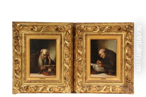 Portraits Of Monks Reading And Writing (a Pair) - view 1