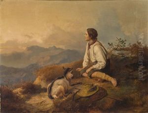 Rastender Hirtenknabe Mit Ziege by Eduard Schleiden