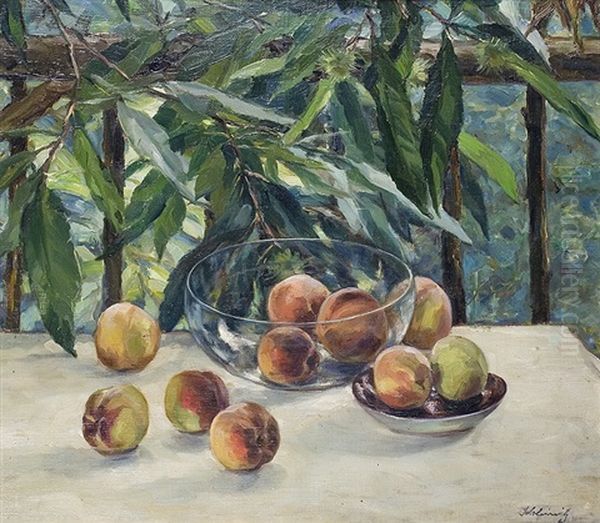 Still Life With Glass Cup And Peaches - view 1