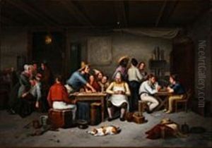 A Scene From The Danish Tavern 'brokkensbod' by Christian Andreas Schleisner