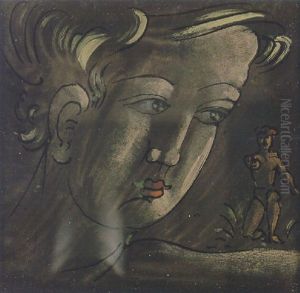 Junglingskopf Mit Knieender Figur by Oskar Schlemmer
