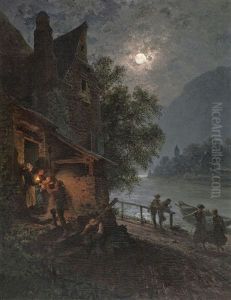 Die Ruckkehr Der Fischer In Einer Mondnacht by Carl Schlesinger