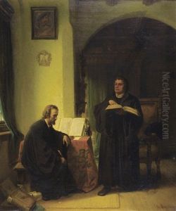 Two Men Studying by Carl Schlesinger