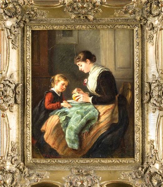 Junge Mutter Schalt Vor Den Augen Ihrer Tochter Eine Apfelsine - view 1