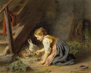 Madchen Mit Zwei Kaninchen