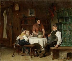 Bauernfamilie Beim Mahl by Felix Schlesinger
