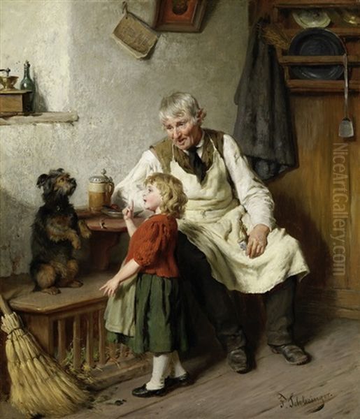 Der Grossvater Mit Dem Enkel Und Einem Hund - view 1