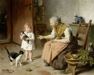 Grossmutter Beim Spielen Mit Der Enkelin by Felix Schlesinger