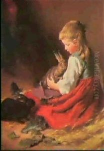 Madchen Mit Kaninchen by Felix Schlesinger