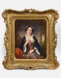 Portrait De Femme A La Robe Rose Et A La Veste Bleue, Madame Helene Mar (?) Portrait De Femme A La Robe Rose Et A La Veste Bleue, Madame Helene Mar (?)