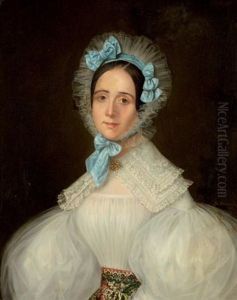 Portrait De Jeune Fille Aux Rubans Bleus