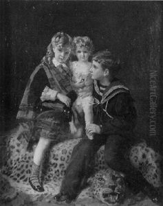 Enfants Sur Une Peau De Tigre