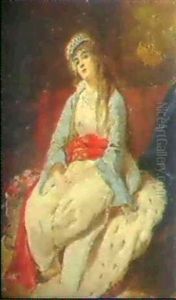 Junge Orientalin In Interieur by Henry Guillaume Schlesinger