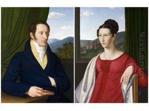 Portraitbildnis Des Heidelberger Mediziners Und Chemikers Prof. Leopold Gmelin (+ Portraitbildnis Des Seiner Gattin Louise; Pair) by Johann Jacob Schlesinger