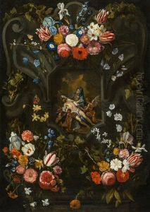 Blumenkartusche Mit Beweinung