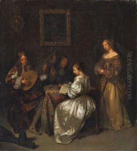 Interieur Mit Musizierenden by Jan Philipp van Schlichten