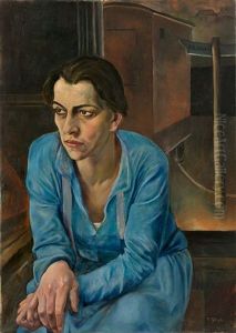 Portrat Helene Weigel by Rudolf Schlichter