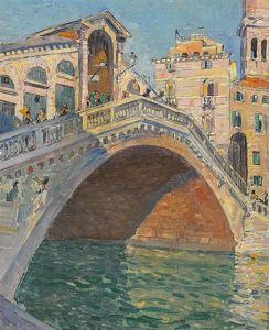 Die Rialtobrucke In Venedig by Max Schlichting