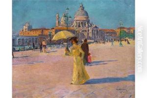 Uferpromenade In Venedig Mit Blick Auf Santa Maria Della Salute by Max Schlichting