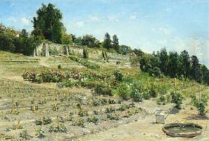 View From Switzerland With Gardeners In Slope