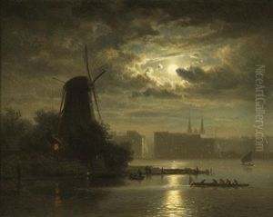 An Der Elbe (mondnacht) by August Eduard Schliecker