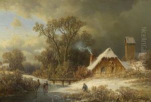 Eisvergnugen Vor Dem Dorf by August Eduard Schliecker