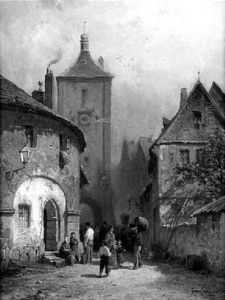 Altstadtgasse Mit Figurenstaffage by August Eduard Schliecker