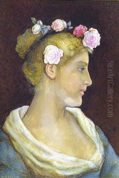 Profile Portrait Of A Beautywith Roses In Her Hair - view 1