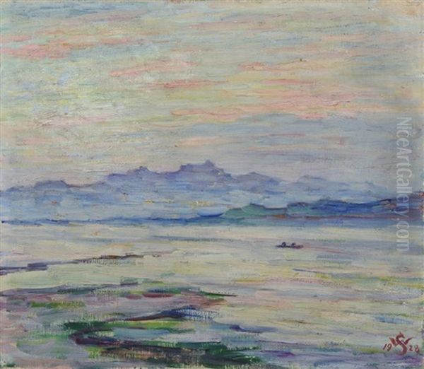 Blick Uber Den Abendlichen Bodensee, Die Alpen In Der Ferne - view 1