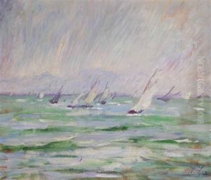 Sailing Vessels At Sea by Willy Schlobach