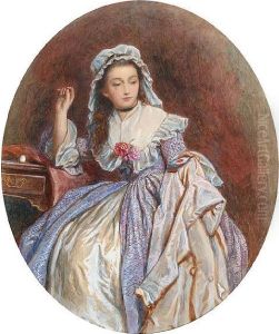An Elegant Woman At A Writing Desk by Auguste Jules Bouvier, N.W.S.