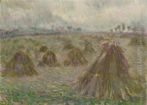 Champ De Ble Ou Gerbes Avant L'orage - Region Rhode-st.-genese by Willy Schlobach