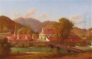 View Of Schlos Friedau With The Kindthal Scythe Factory Near Kindberg