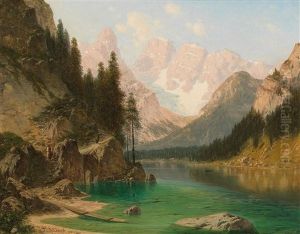 The Durrensee With View Of Monte Cristallo And Piz Popena