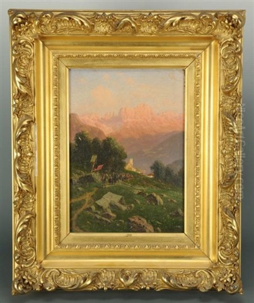 Landscape Depicting A Religious Procession In The Italian Countryside, Against A Mountainous Background - view 1