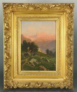 Landscape Depicting A Religious Procession In The Italian Countryside, Against A Mountainous Background