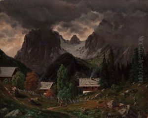 Blick Von Der Alm Auf Die Muhlsturzhorner by Josef von Schloegl