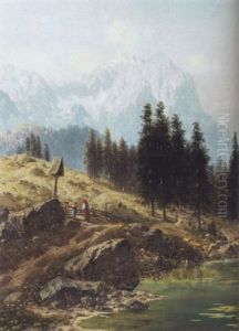 Waldweg Bei Partenkirche Mit Blick Auf Zugspitze