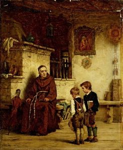 Zwei Schlingel Beim Kapuzinerpater by Carl Bernhard Schloesser