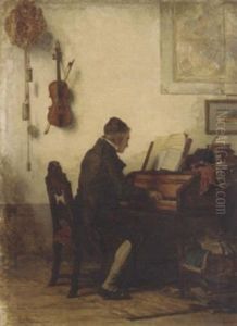 Playing The Piano by Carl Bernhard Schloesser