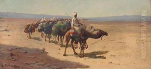 A Caravan Of Camels Crossing The Desert by M. Bouvier