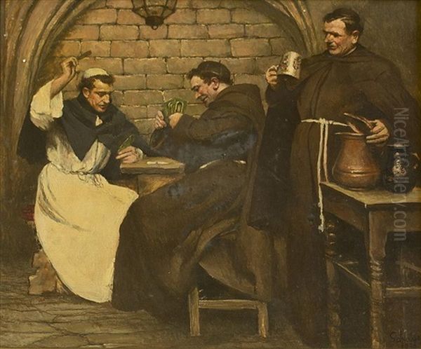 Monks Playing Cards - view 1