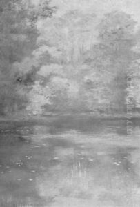 Baume Im Herbstlaub, Von Wasser Gespiegelt by Heinrich Schlotermann