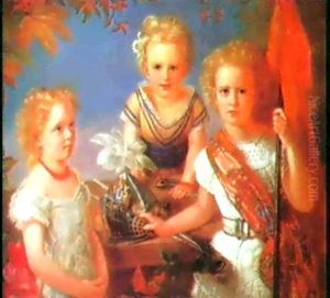 A Portrait Of Mimi, Martha And Eugenie Pfinsner by Emilie Schmaeck-Stregen