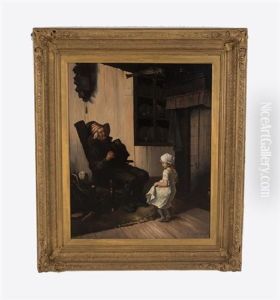 Interior Scene With Man by Herbert Gustav Schmalz