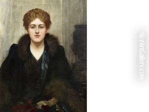 Portrait Of Julia Margaret (nee Wilson), Seated Half-length, In A Black Dress With Fur-trim